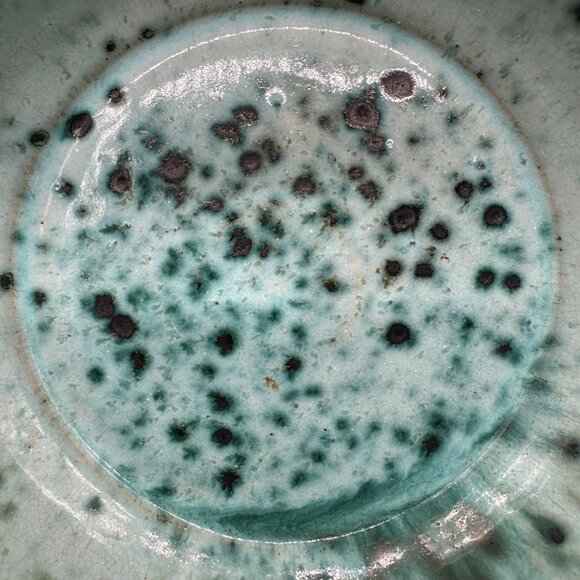 Handmade Art Pottery Bowl Signed Mike Joens Speckle Turquoise Green Blue Serving - Picture 13 of 13